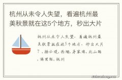 杭州从未令人失望，看遍杭州最美秋景就在这5个地方，秒出大片？