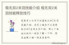 极无双2关羽技能介绍 极无双2关羽技能释放技巧