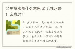 梦见挑水是什么意思 梦见挑水是什么意思?