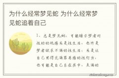 为什么经常梦见蛇 为什么经常梦见蛇追着自己