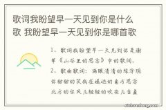 歌词我盼望早一天见到你是什么歌 我盼望早一天见到你是哪首歌曲里面的词