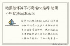 暗黑破坏神不朽爬塔bd推荐 暗黑不朽爬塔bd怎么玩