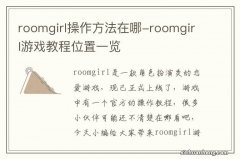 roomgirl操作方法在哪-roomgirl游戏教程位置一览