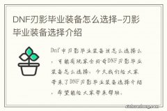 DNF刃影毕业装备怎么选择-刃影毕业装备选择介绍