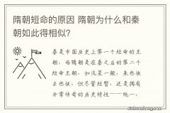 隋朝短命的原因 隋朝为什么和秦朝如此得相似？