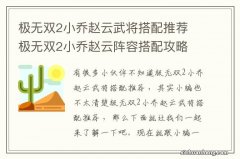 极无双2小乔赵云武将搭配推荐 极无双2小乔赵云阵容搭配攻略