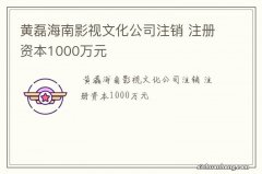 黄磊海南影视文化公司注销 注册资本1000万元