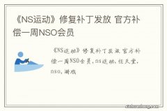 《NS运动》修复补丁发放 官方补偿一周NSO会员