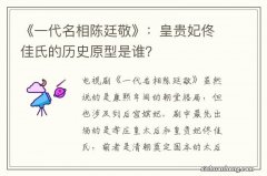 《一代名相陈廷敬》：皇贵妃佟佳氏的历史原型是谁？