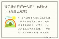 梦到烧火很旺什么意思 梦见烧火很旺什么征兆