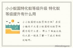 小小蚁国特化蚁等级升级 特化蚁等级提升有什么用