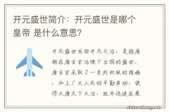 开元盛世简介：开元盛世是哪个皇帝 是什么意思？