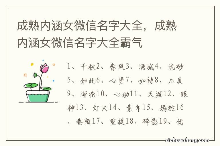 成熟内涵女微信名字大全,成熟内涵女微信名字大全霸气