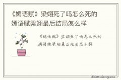 《嫣语赋》梁翊死了吗怎么死的 嫣语赋梁翊最后结局怎么样