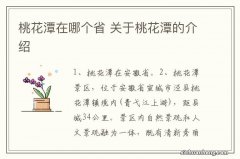 桃花潭在哪个省 关于桃花潭的介绍