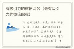 最有吸引力的微信昵称 有吸引力的微信网名