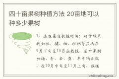 四十亩果树种植方法 20亩地可以种多少果树